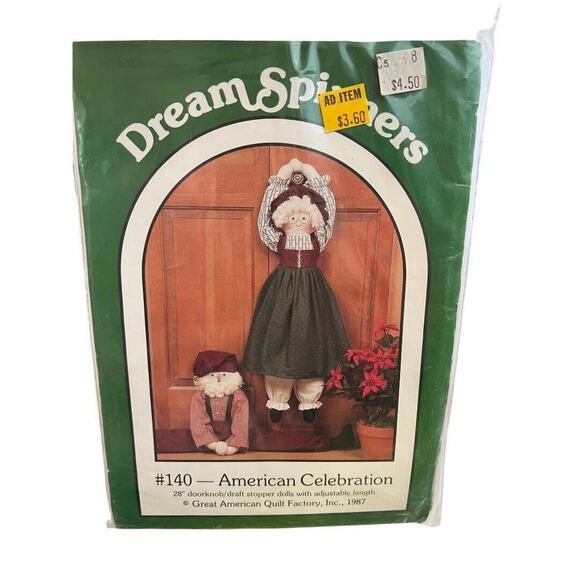 Dream Spinners American Celebration Door Knob Draft Stopper Doll Sewing Pattern - Picture 2 of 6